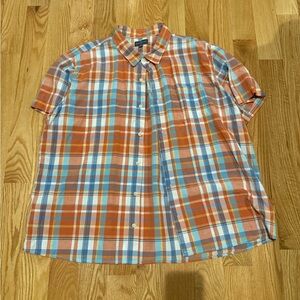 L.L. Bean Orange and Blue Casual Button Down Shirt